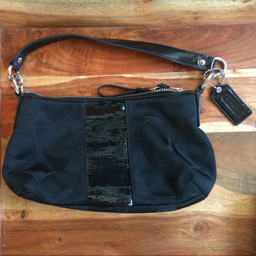Black Coach purse with black sequins