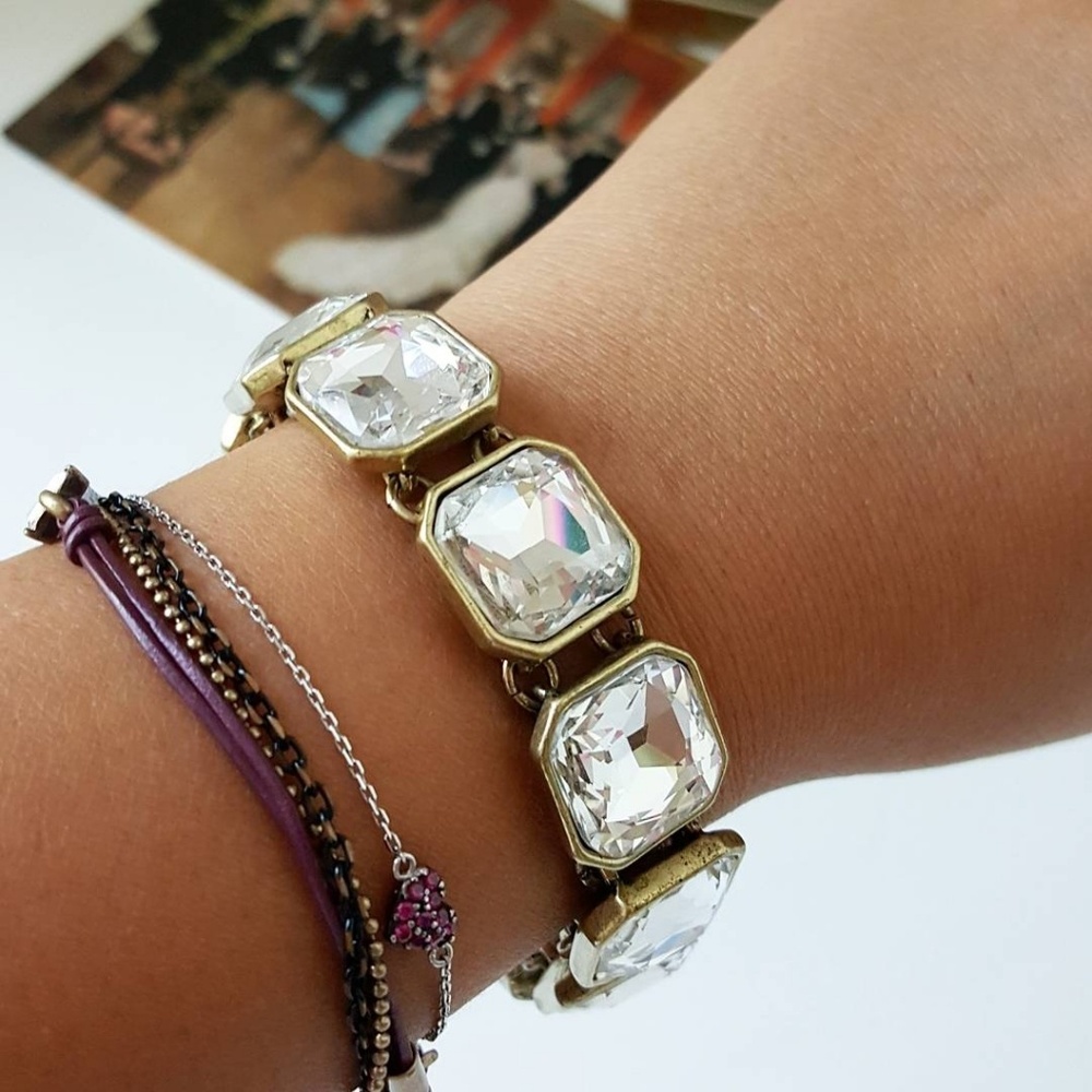 Retro Glam Square Cut Crystal Bracelet
