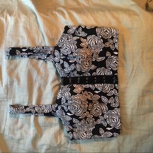 Black and white rose crop top