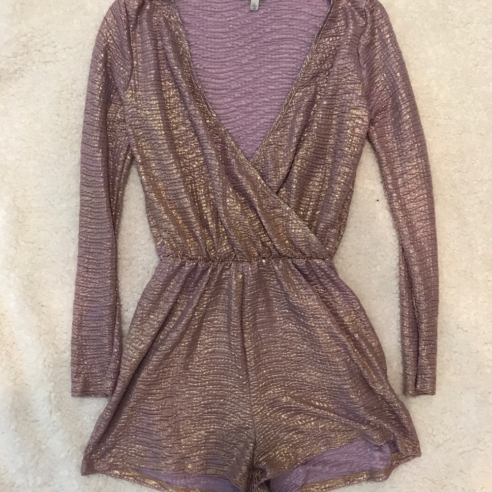 Purple/Gold Long Sleeve Romper