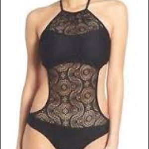 BP. Black Crochet One Piece, size L