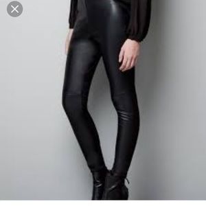 Final Price-Black faux leather Leggings Zara