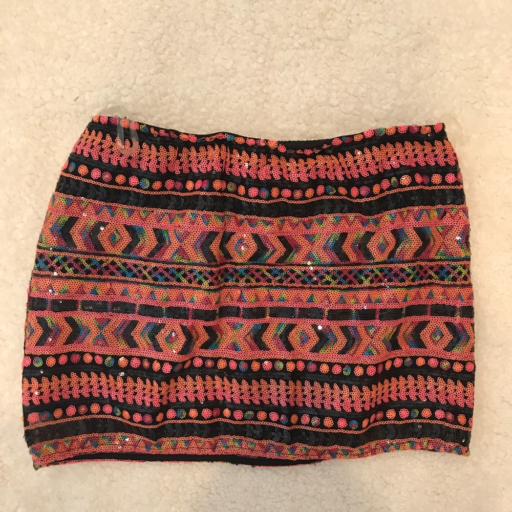 Neon Sequin Mini Skirt