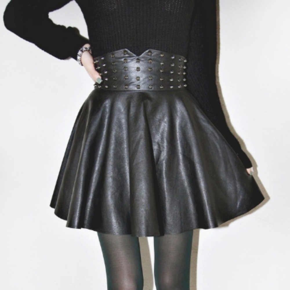 Studded Leather Skirt
