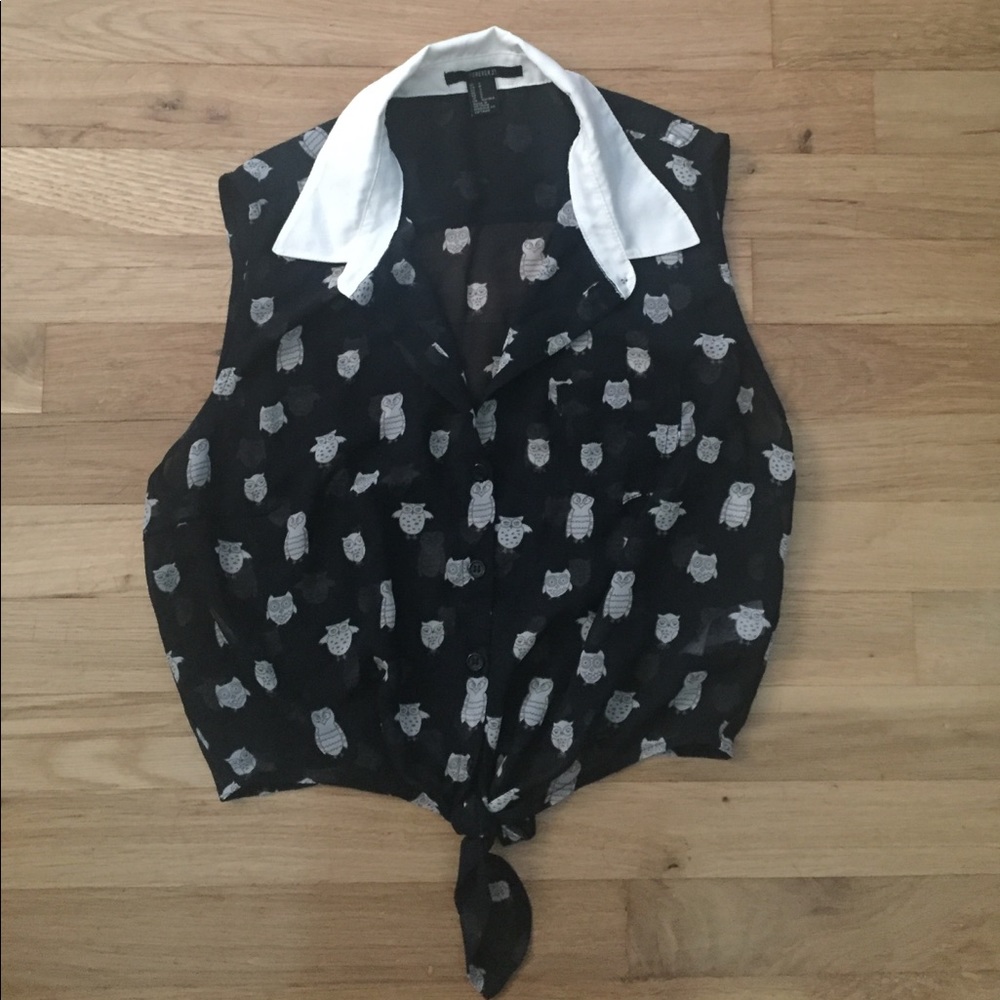⚡️2 for 15⚡️ Adorable Front Tie Owl Crop Top