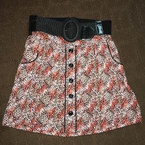 Button down warm colored skirt with optional belt!