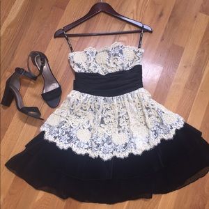Worn ONCE Betsey Johnson Black & Creme Lace Dress