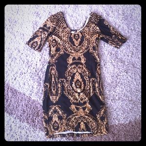 NWOT black and gold Venus mini dress
