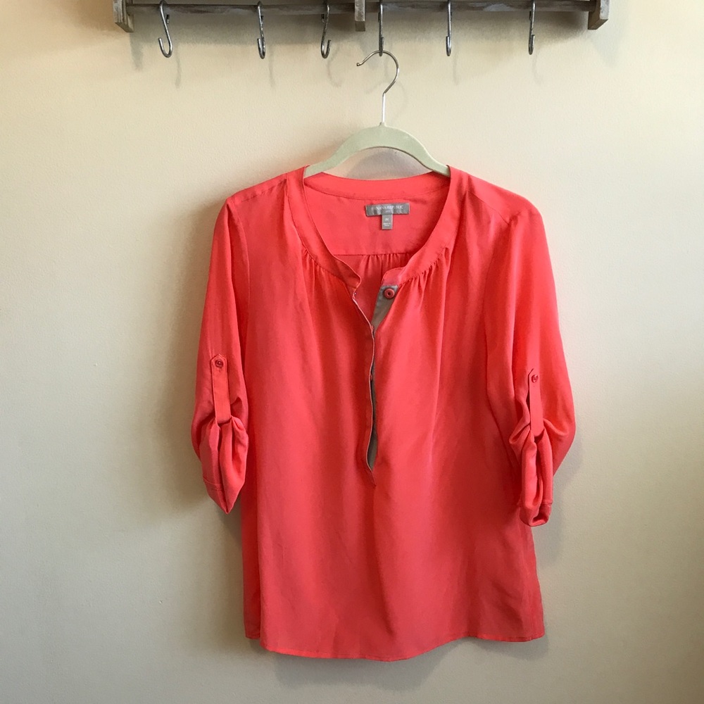 Coral Silk Banana Republic Blouse