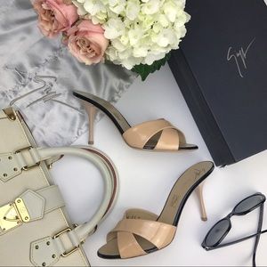 Giuseppe Zanotti Nude Patent Leather Heel Sandals