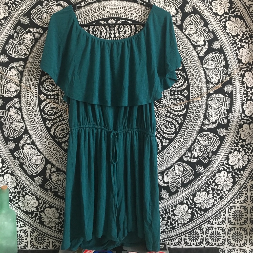Teal shorts romper
