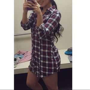 Loose mini dress. Plaid.