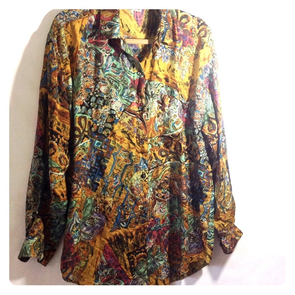 Punch Women's Button Up Blouse Artistic Size M