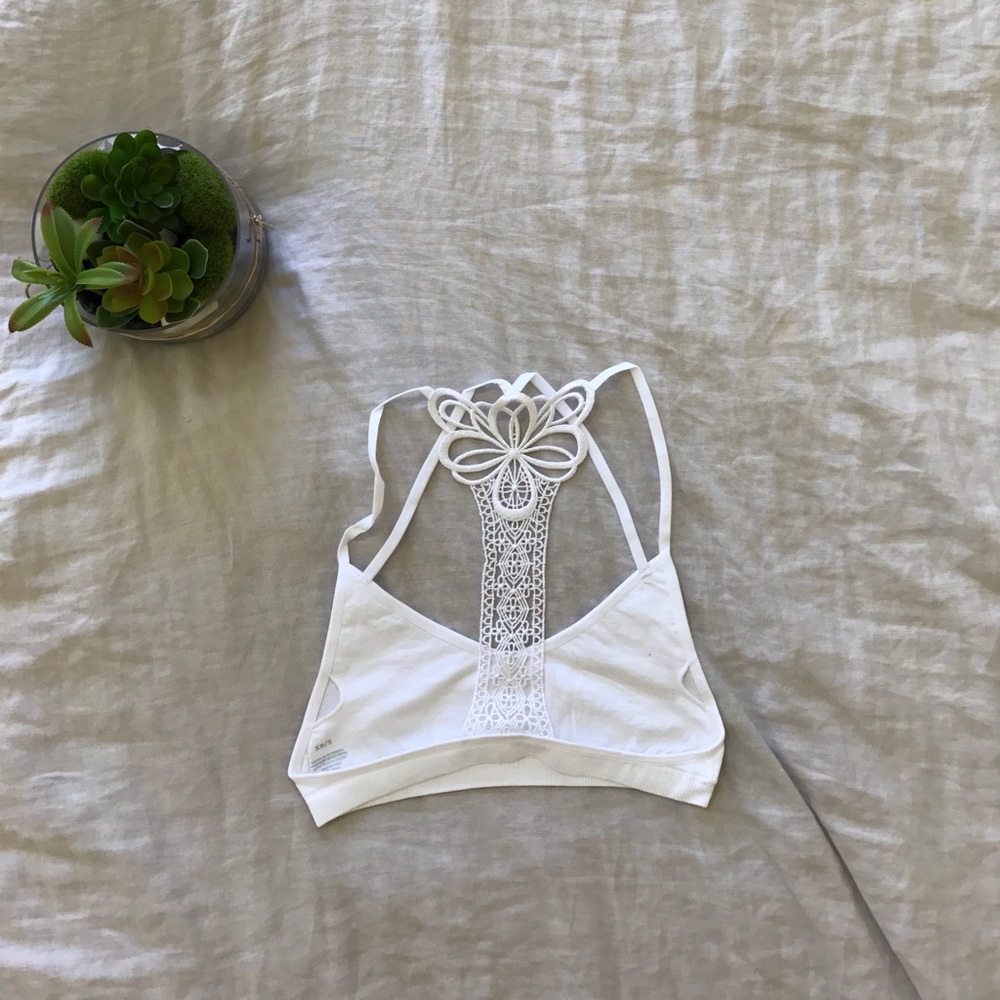 White Racerback Unpadded Bralette - Picture 2 of 2