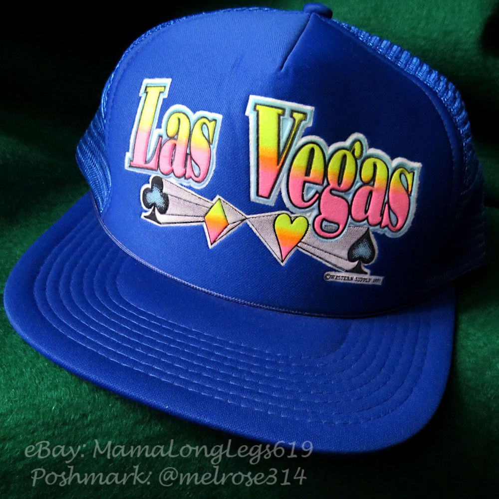 1991 Neon LAS VEGAS Card Suites Mesh Snapback Hat