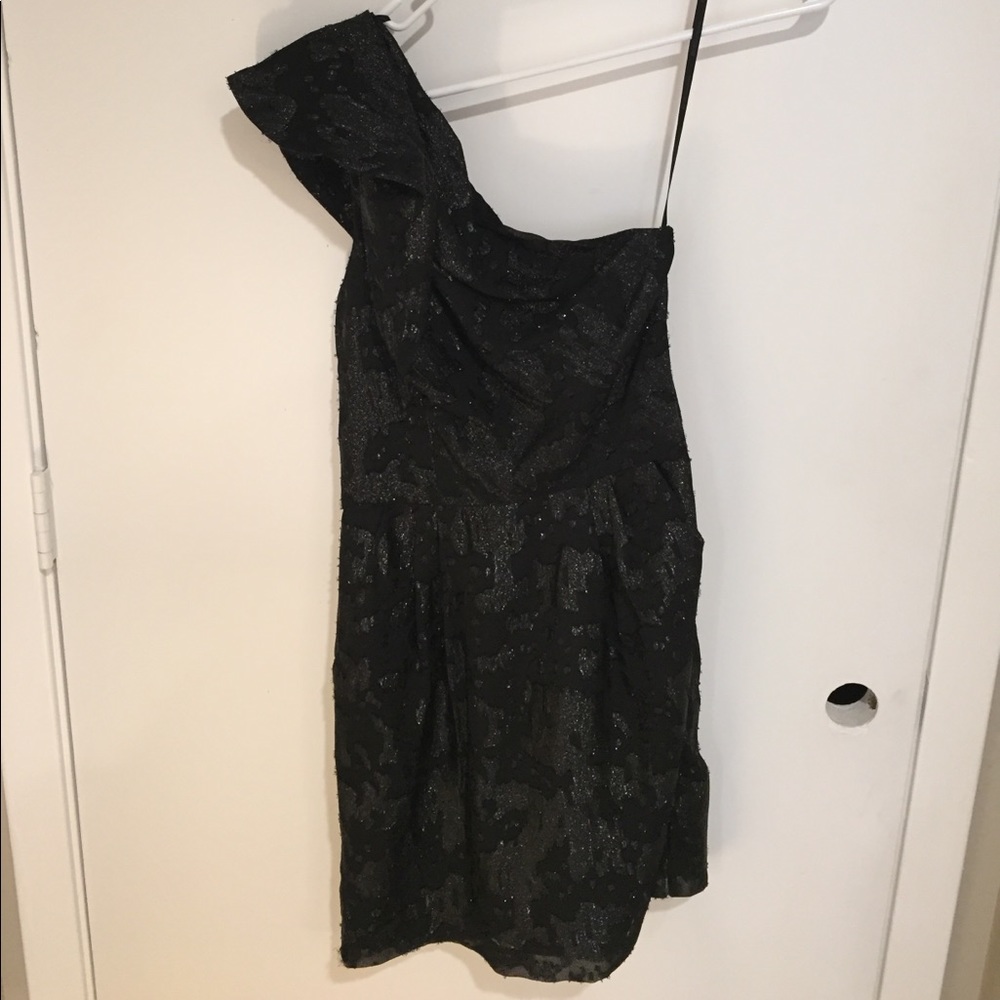 BCBG one shoulder black dress!