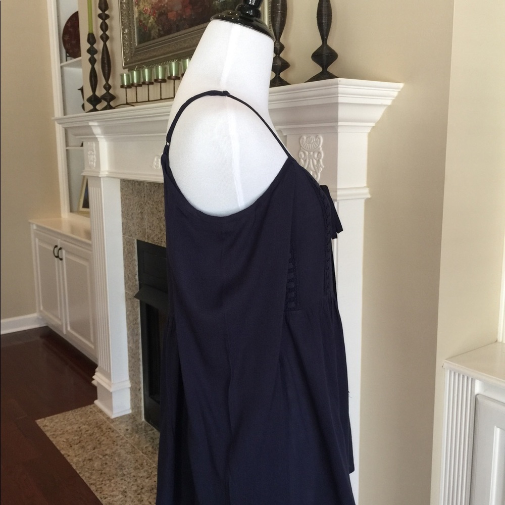 $4.99 Shipping NWT Navy Cold-Shoulder Boho Top - Picture 5 of 7