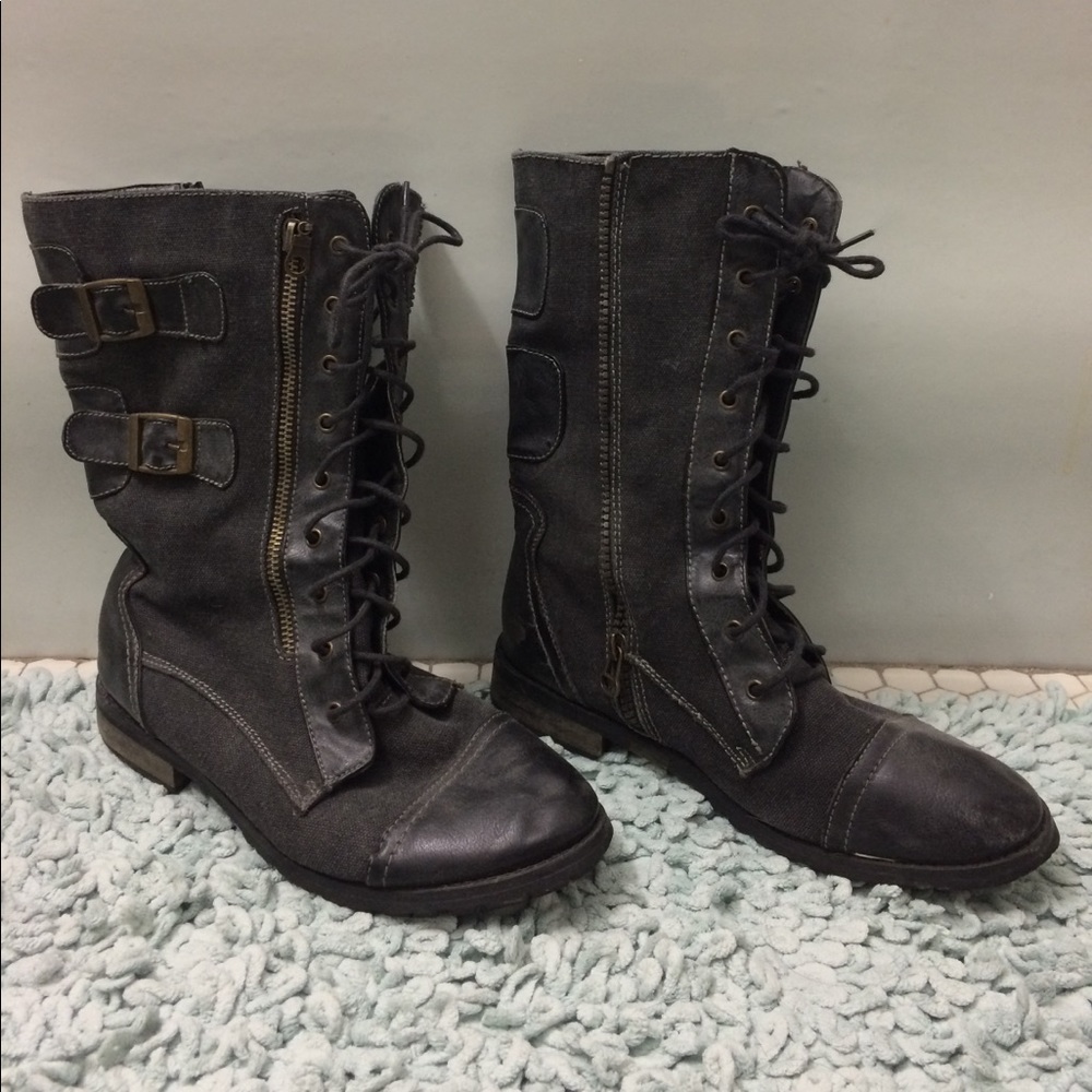 Black combat boots
