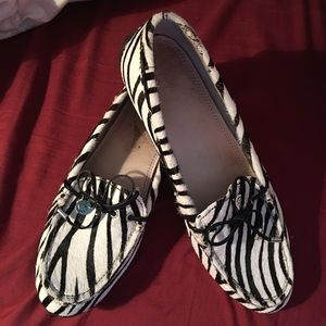 Sperry Top Sider black/cream calf hair loafers