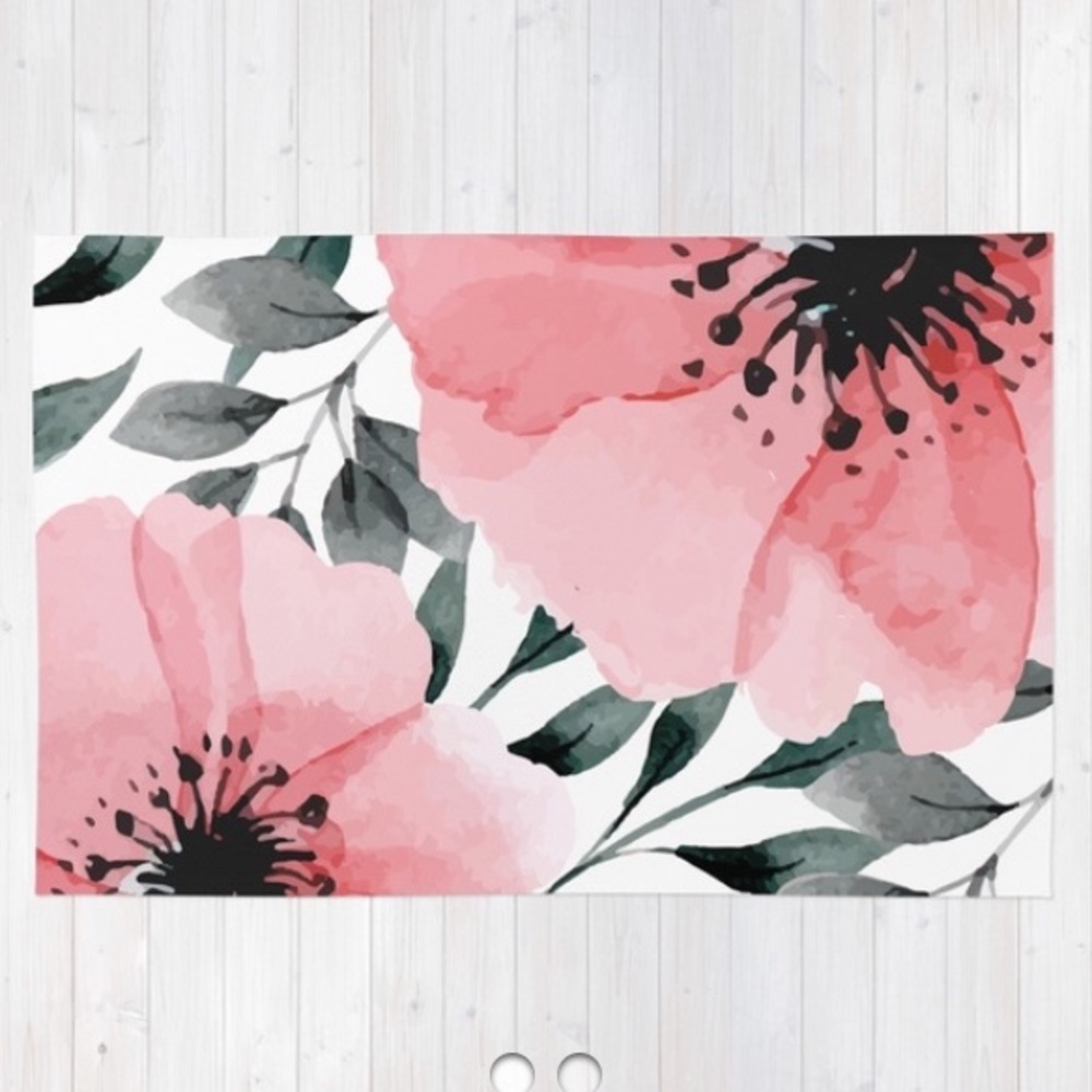 Watercolor floral 4'x6' area rug/tapestry