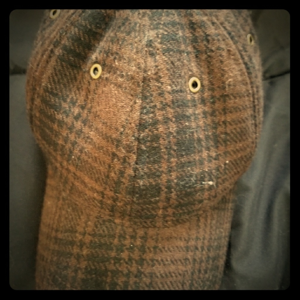 Brown plaid wool baseball hat