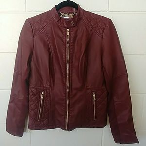 Burgundy jacket, supple faux leather