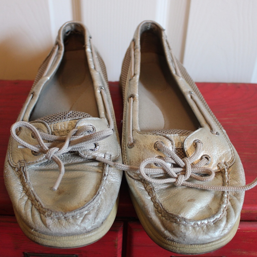 Silver Sperry Boat Shoes
