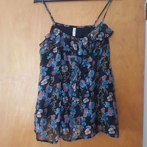 Floral, ruffled tank