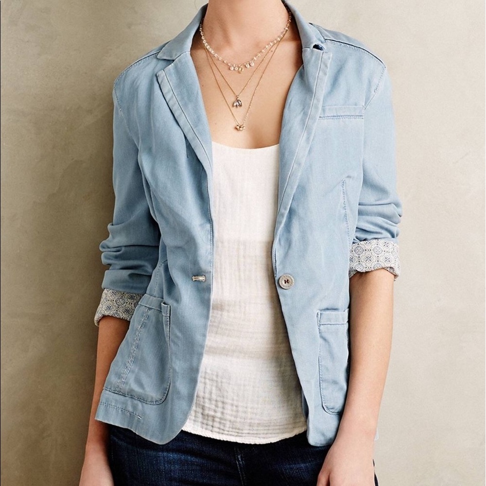 Anthropologie Pilcro News Chambray Blazer