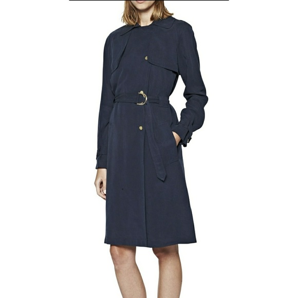 Fcuk Desert Twill Trench Coat Navy 