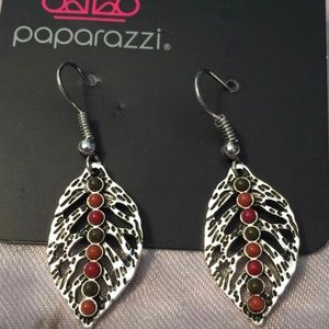 Silver Multi-Colored Feather Earrings