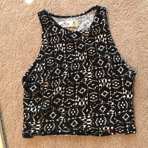 Black and white printed crop top from Hollister
