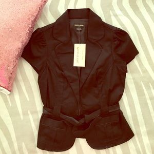 Black GUESS Jeans BLACK Short Sleeve Blazer w/Tie