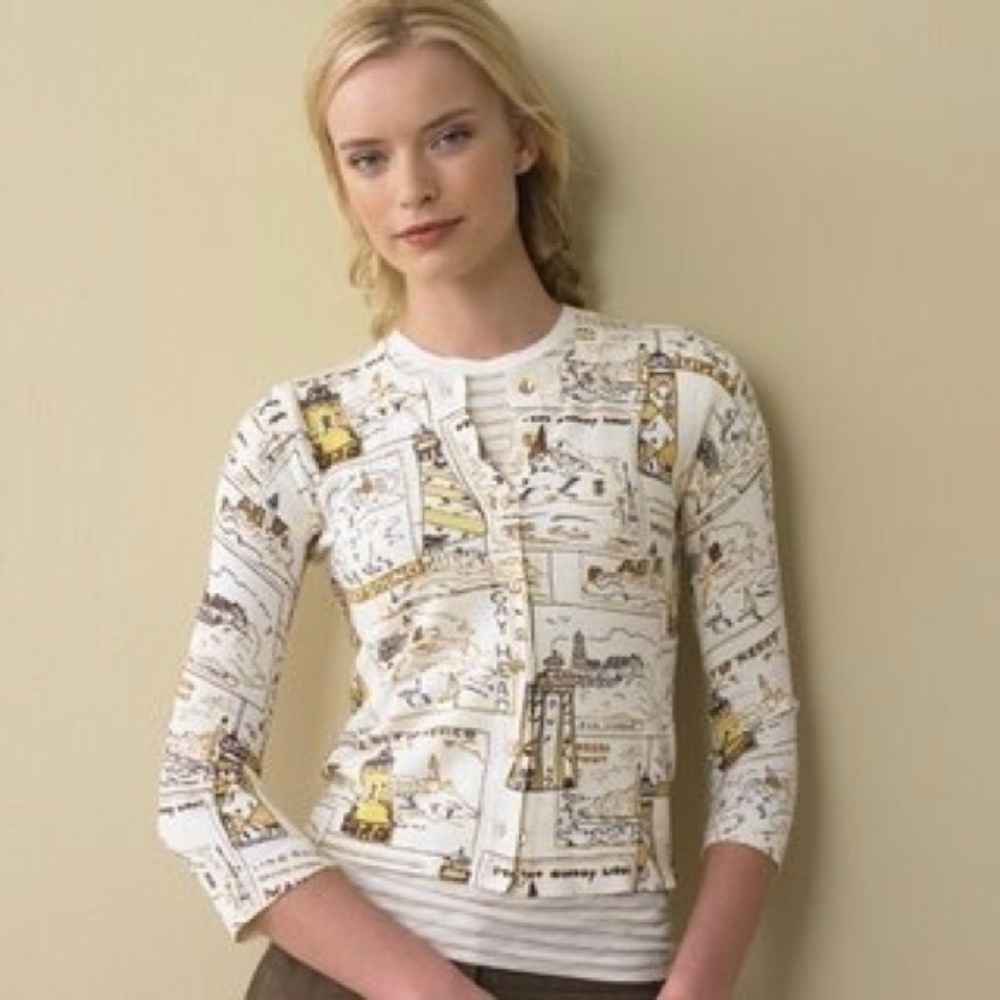 J Crew Lighthouse Postcard Cardigan, Sz S