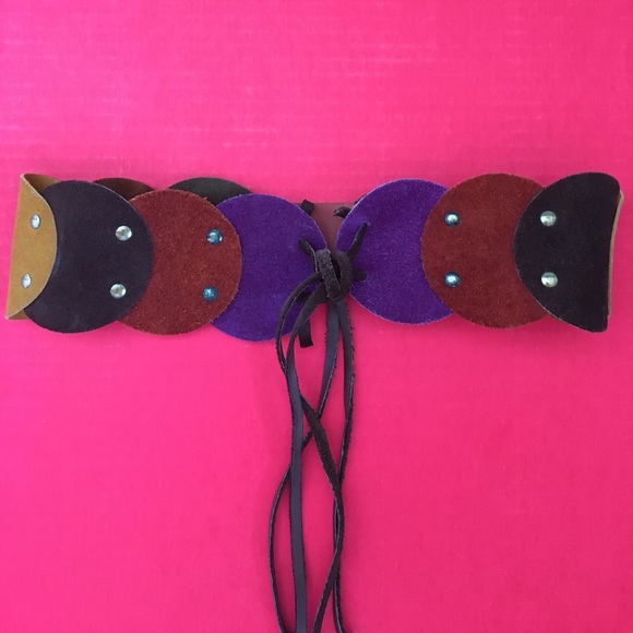 🎉HP!🎉VINTAGE HANDMADE SUEDE BOHO TIE BELT - Picture 7 of 7