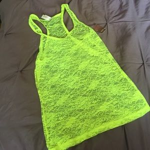 Neon yellow lace tank