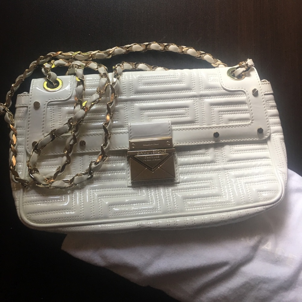 Designer bag Versace white and gold chain purse