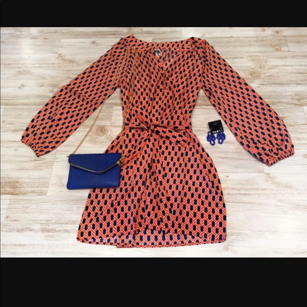 Mud pie orange and navy dress.NWOT