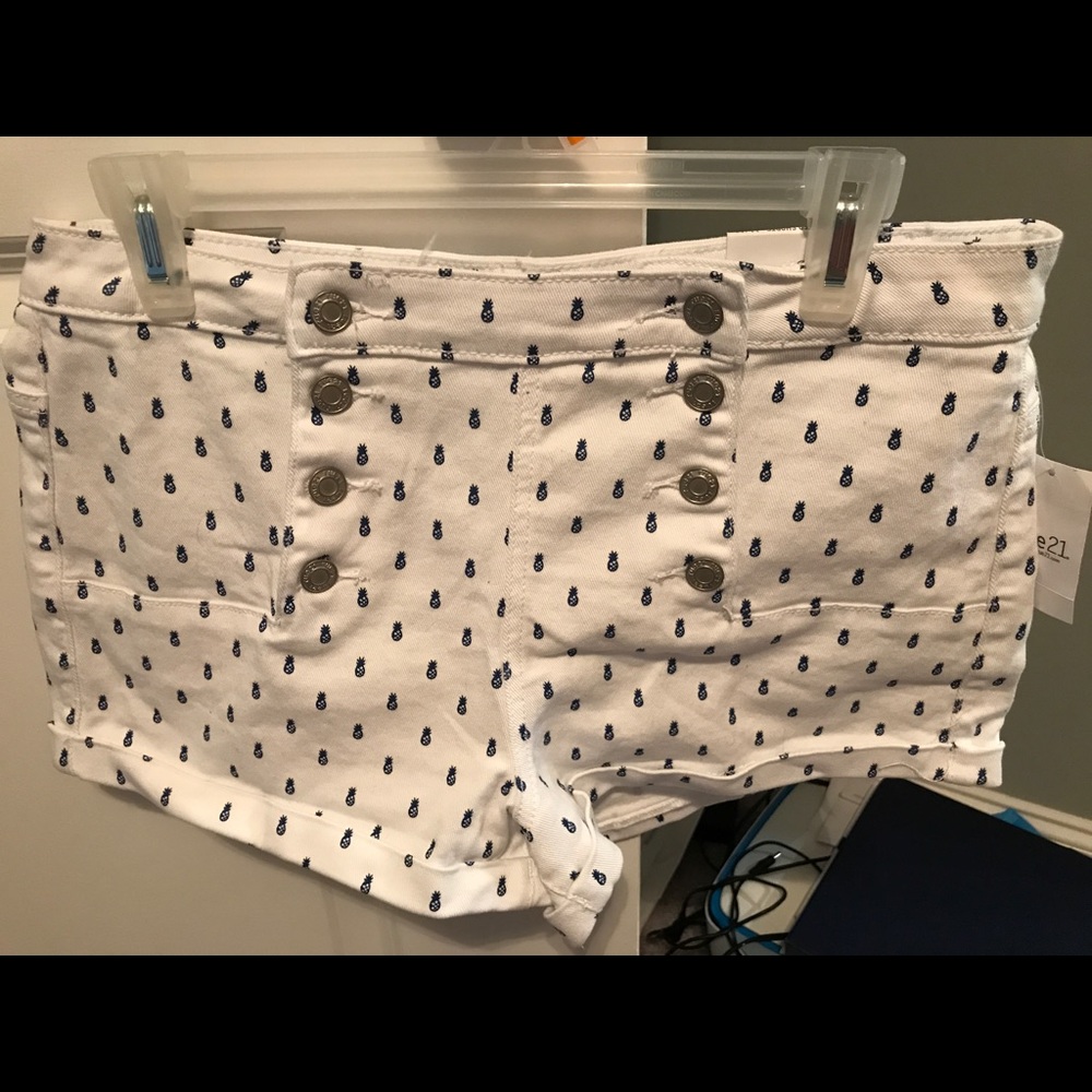 White and navy shorts