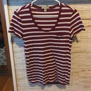 Burberry Maroon & White Striped Tee Size XS