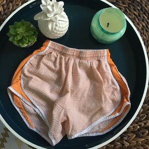 Lauren James Shorties Size XS Orange Seersucker