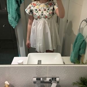 lace up back embroidered smock dress