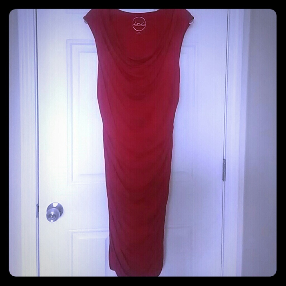 Red, form fitting dress
