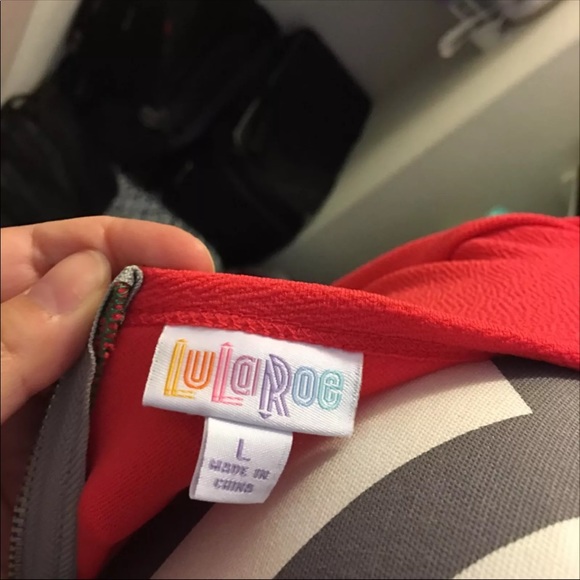 Lularoe Amelia coral pink and green size large - Picture 2 of 3