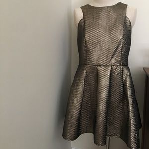 Metallic pleaded mini dress