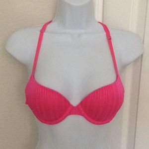 Pink Racerback Bra with Lace Detail
