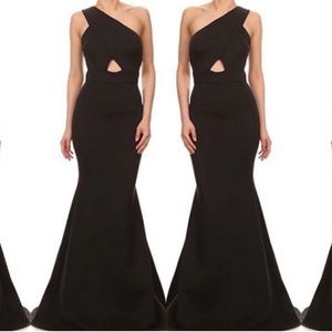 Black one shoulder scuba dress
