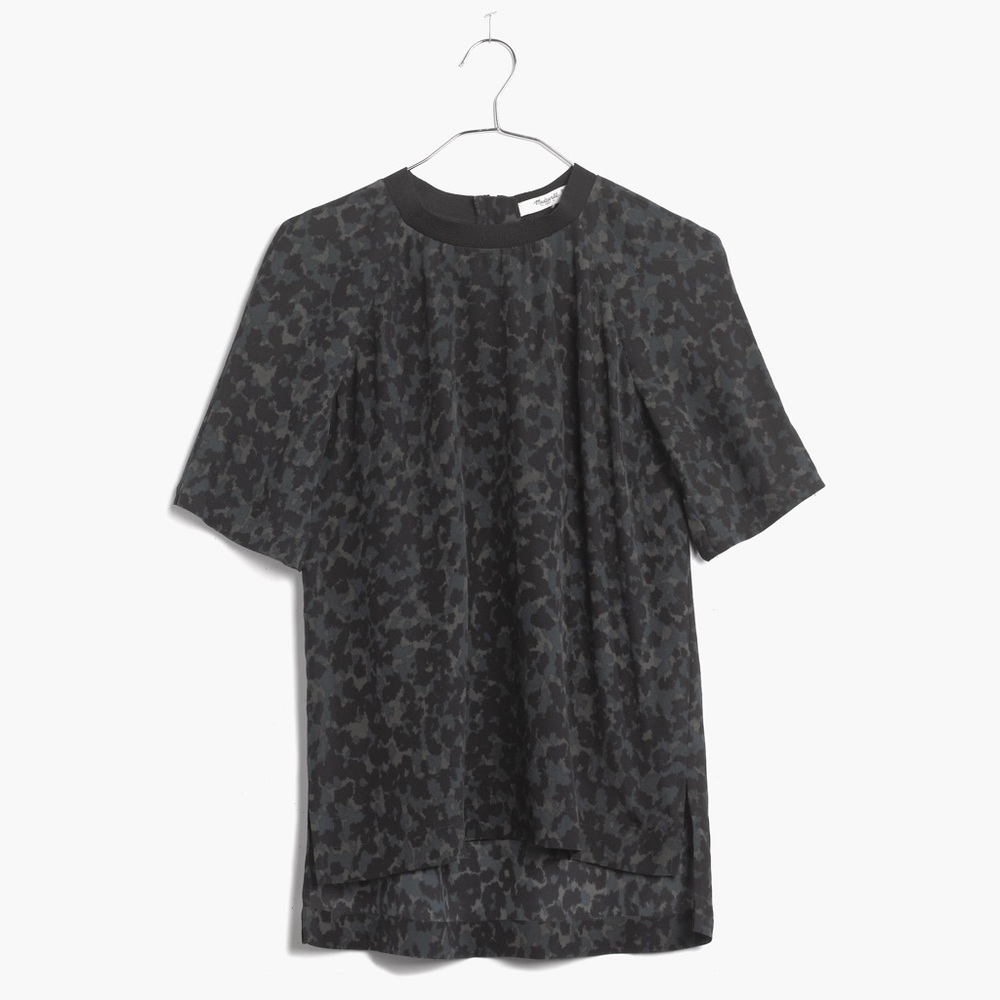 Madewell silk front row tee in ink-spot leopard