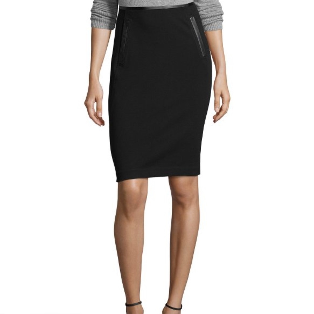 ❤️SOLD❤️ Vince Faux Leather Trimmed Pencil Skirt 2 - Picture 1 of 8