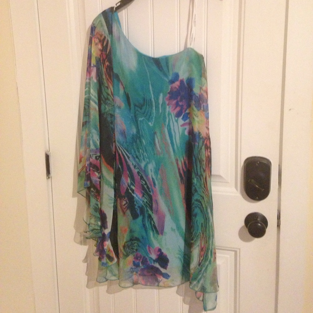 Watercolor one arm dress